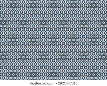 Hexagonal pattern repeats in soft blue and gray tones. Geometric design creates calm, modern, and structured visuals. Ideal for tech, architecture, or minimalist branding projects