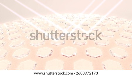 Hexagonal shield that protects against UV rays, sunscreen serum or cream that protects the skin and reduces sagging skin cells.