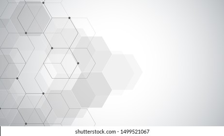 Hexagons pattern. Geometric abstract background with simple hexagonal elements. Medical, technology or science design
