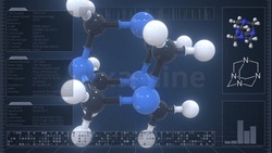 Hexamine Molecule With Description On The Computer Screen,  3D Rendering