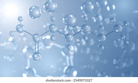hexanamide molecular structure 3d, fatty amide, structural chemical formula view from a microscope