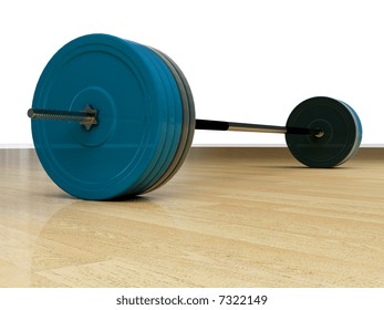 hi res rendering, bare-bell on wood floor