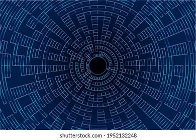 Hi Tech Backround. Blue Hi-tech Blue Dark Backdrop. Modern, Cyber, Neon Background. Abstract Web Circles. Data Stream Technology.