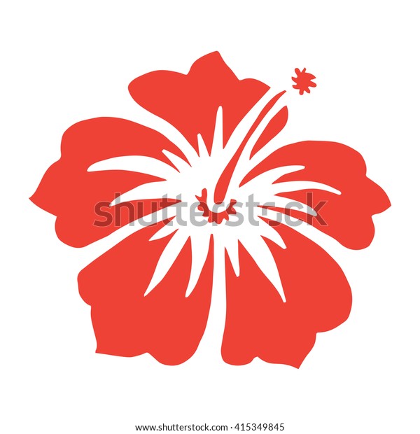 Hibiscus Flower Surfing Tropical Symbol Red Stock Illustration 415349845