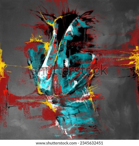 Hide in a plain sight - an abstract figurative human figure painting - an original artwork for wall art or media illustration.
