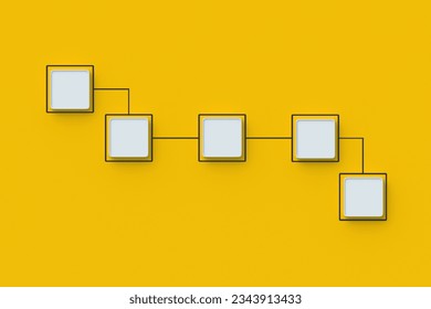 Hierarchical organizational chart concept. Scheme made from empty buttons. Management and marketing. Employee position. Flowchart of hiring and dismissal. Corporate communication. Top view. 3d render - Powered by Shutterstock