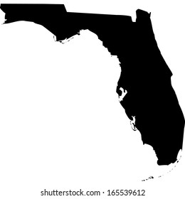 High detailed black illustration map - Florida