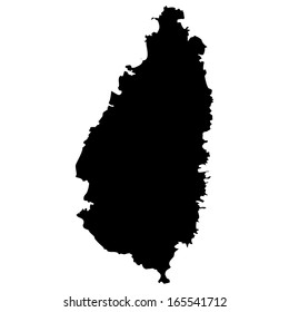 High detailed black illustration map - Saint Lucia