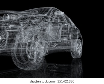 High Detailed Car Wire Frame