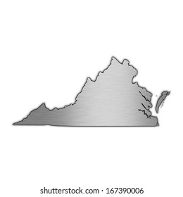 High detailed illustration aluminum map - Virginia