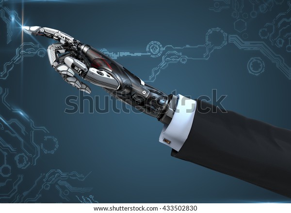 High Detailed Robotic Hand Business Suit Stock Illustration 433502830