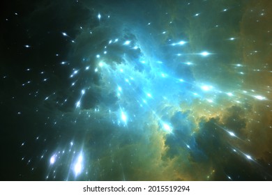 High Energy Particles From Outer Space, Cosmic Rays. 3d Rendering