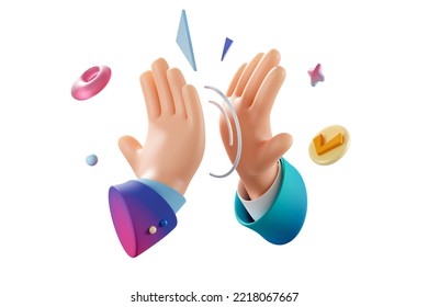 High five hands 3d rendered illustration. Teamwork business success. Winning congratulations. Celebration of win. Colleagues friendship. 3D Illustration - Powered by Shutterstock