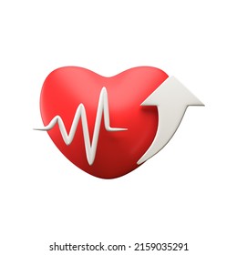 High Heart Rate On White 3d Illustration