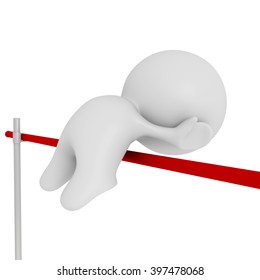 high jumping white human 3d character (3d illustration)