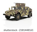High Mobility Multipurpose Wheeled Vehicle, Light Utility Combat Multi-Role Vehicle Isolated on White Background, Military
