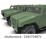 High Mobility Multipurpose Wheeled Vehicle, Light Utility Combat Multi-Role Vehicle Isolated on White Background, Military