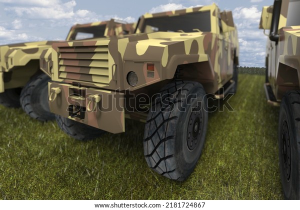 High Mobility Multipurpose Wheeled\
Vehicle, Light Utility Combat Multi-Role Vehicle Isolated on White\
Background, Military\'s Army Tactical Vehicle, Army Equipment, 3d\
Illustratrion