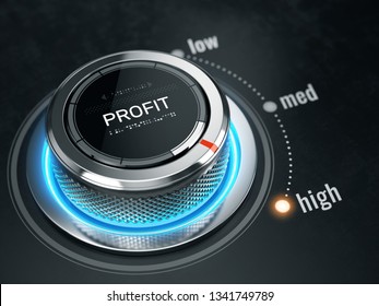 High Profit Level Concept - Profit Level Control Button On High Position. 3d Rendering