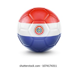 High qualitiy rendering of a soccer ball with the flag of Paraguay.(series). 3D  rendering.