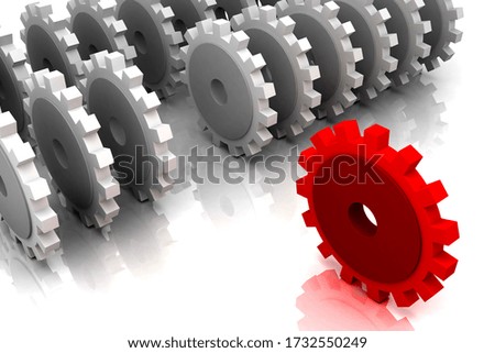 High quality 3d render gear in white background