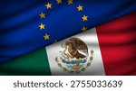 High Quality background with Two Flags of European Union and Mexico