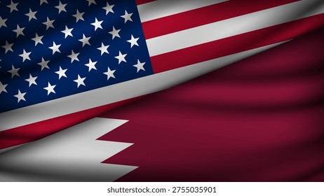 High Quality background with Two Flags of USA and Qatar