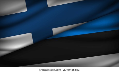 High Quality background with Two Flags of Finland and Estonia