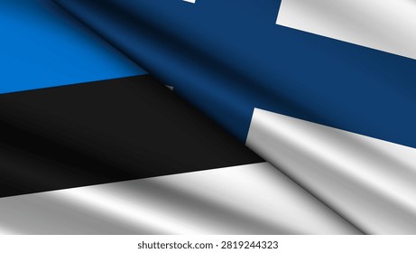 High Quality background with Two Flags of Finland and Estonia