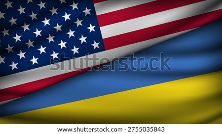 High Quality background with Two Flags of USA and Ukraine
