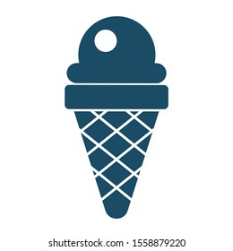 High Quality Dark Blue Flat Ice Cream Icon For Web Site Designs, Mobile Apps And Social Media Posts.