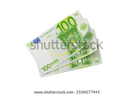 High quality digitally generated 3 hundred euro bills with clipping path.3D rendering.