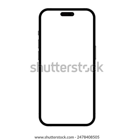 High quality realistic newest version of smartphone with blank white screen alpha transperant illustration. Realistic mockup template phone for your project, visual ui app demonstration.