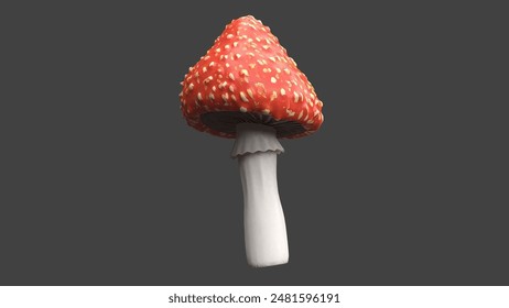 High Quality Red Mushroom Render No Background Isolated