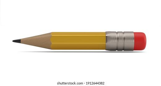 High quality rendering pencil Isolated On White Background, 3D illustration.