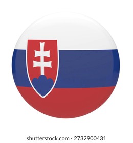 High quality three dimensional glossy button featuring the white, blue, and red flag of Slovakia