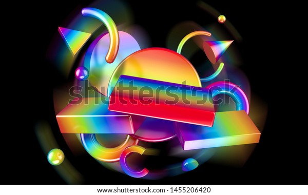 High Resolution 3d Render Group Geometric Stock Illustration 1455206420 ...