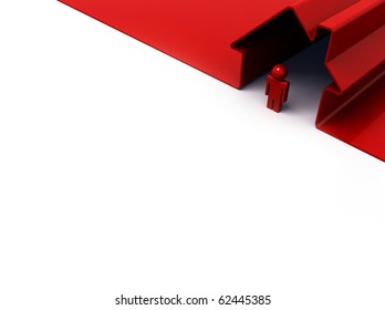 high resolution 3d render of a man standing in front of his house