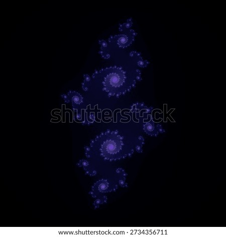 High resolution 5K rendering of a Deep Space style fractal pattern. Standard Julia Set algorithm with Dark Blue, Violet, Cyan gradient. Isolated glowing structure on transparent background, optimized for black t-shirt printing and dark streetwear aesthetics.