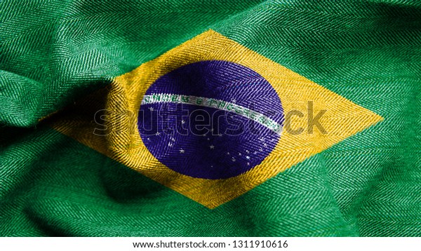 High Resolution Brazil Flag Flowing Texture Stock Illustration 1311910616