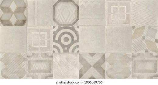 High Resolution For Ceramic Print. Square Block Design. Backsplash Background Design. Mosaic, Ceramic Kitchen Tile, Abstract Pattern