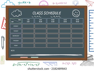 High Resolution Class Room Time Table For Kids, Weekly Class Schedule Graphic Design Template.