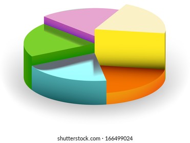 3d Image Colorful Glossy Pie Chart Stock Illustration 115364482