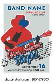 High Resolution Poster Template For Country Or Rock Music Evening. 