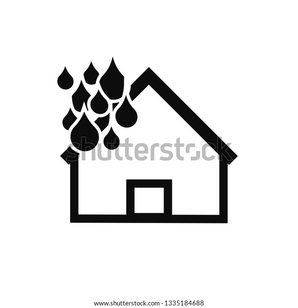 High resolution view of house insurance\
symbol for raining computer icon and\
printing