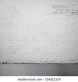 High Resolution White Brick Wall And Floor