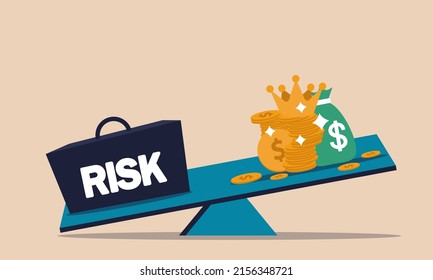 High Risk Invest And Return ROI Benefit. Low Market Money And Reward Opportunity Tolerance Appetite Illustration Concept. Cost Balance And Financial Decision Cube. Management Strategy Saving