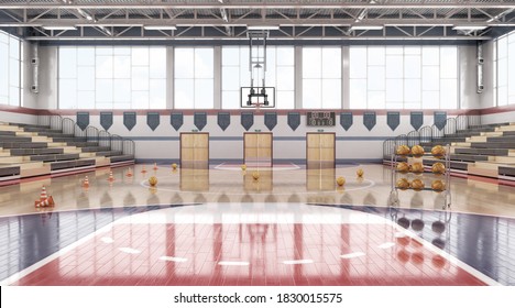 High School Basketball Gym . 3d Illustration 