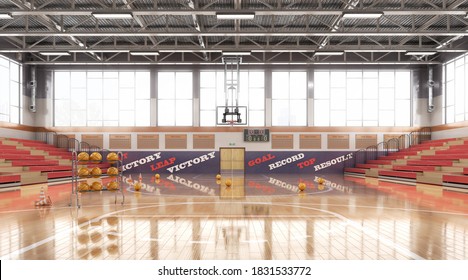 High School Basketball Gym . 3d Illustration 