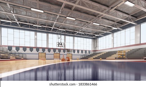 High School Basketball Gym . 3d Illustration 